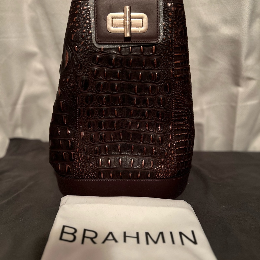 Brahmin Brown Crocodile-Embossed Bag
